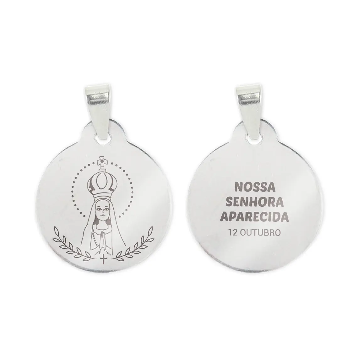 Collar y medalla de Nuestra Señora Aparecida en acero inoxidable 2