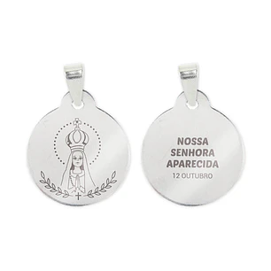 Collar y medalla de Nuestra Señora Aparecida en acero inoxidable
