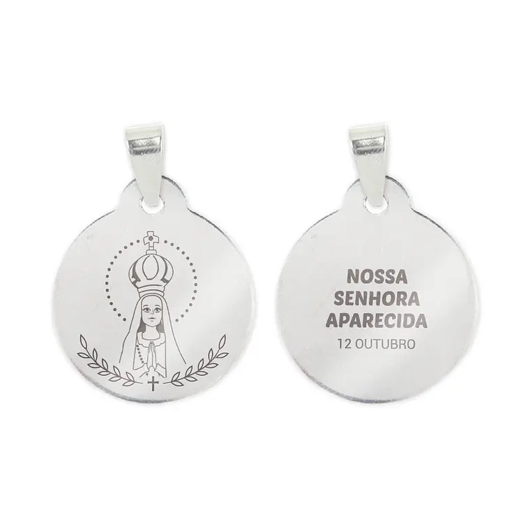 Collar y medalla de Nuestra Señora Aparecida en acero inoxidable 2