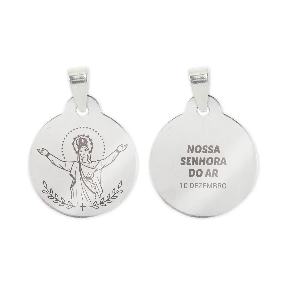 Collar y medalla de Nuestra Señora del Aire en acero inoxidable 2