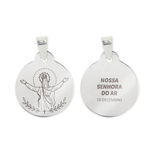 Collar y medalla de Nuestra Señora del Aire en acero inoxidable