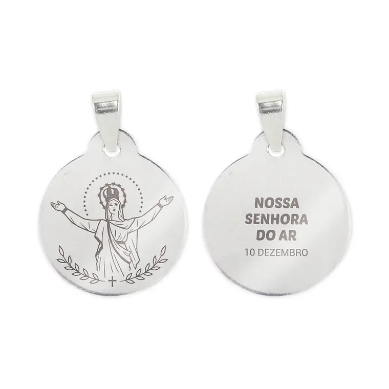 Collar y medalla de Nuestra Señora del Aire en acero inoxidable 2