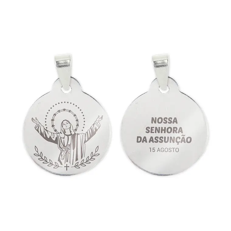 Collar y medalla de Nuestra Señora de la Asunción en acero inoxidable 2