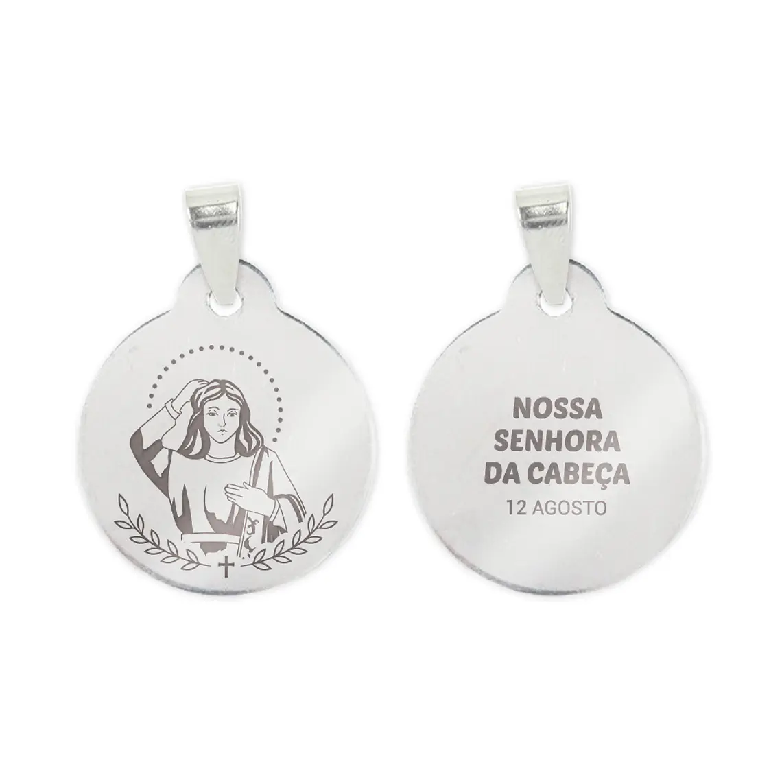 Collar y medalla de Nuestra Señora de la Cabeza en acero inoxidable 2