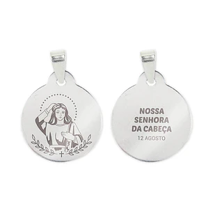 Fio e medalha de Nossa Senhora da Cabeça em aço inoxidável