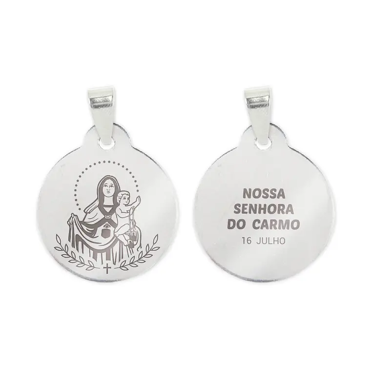 Fio e medalha de Nossa Senhora do Carmo em aço inoxidável 2
