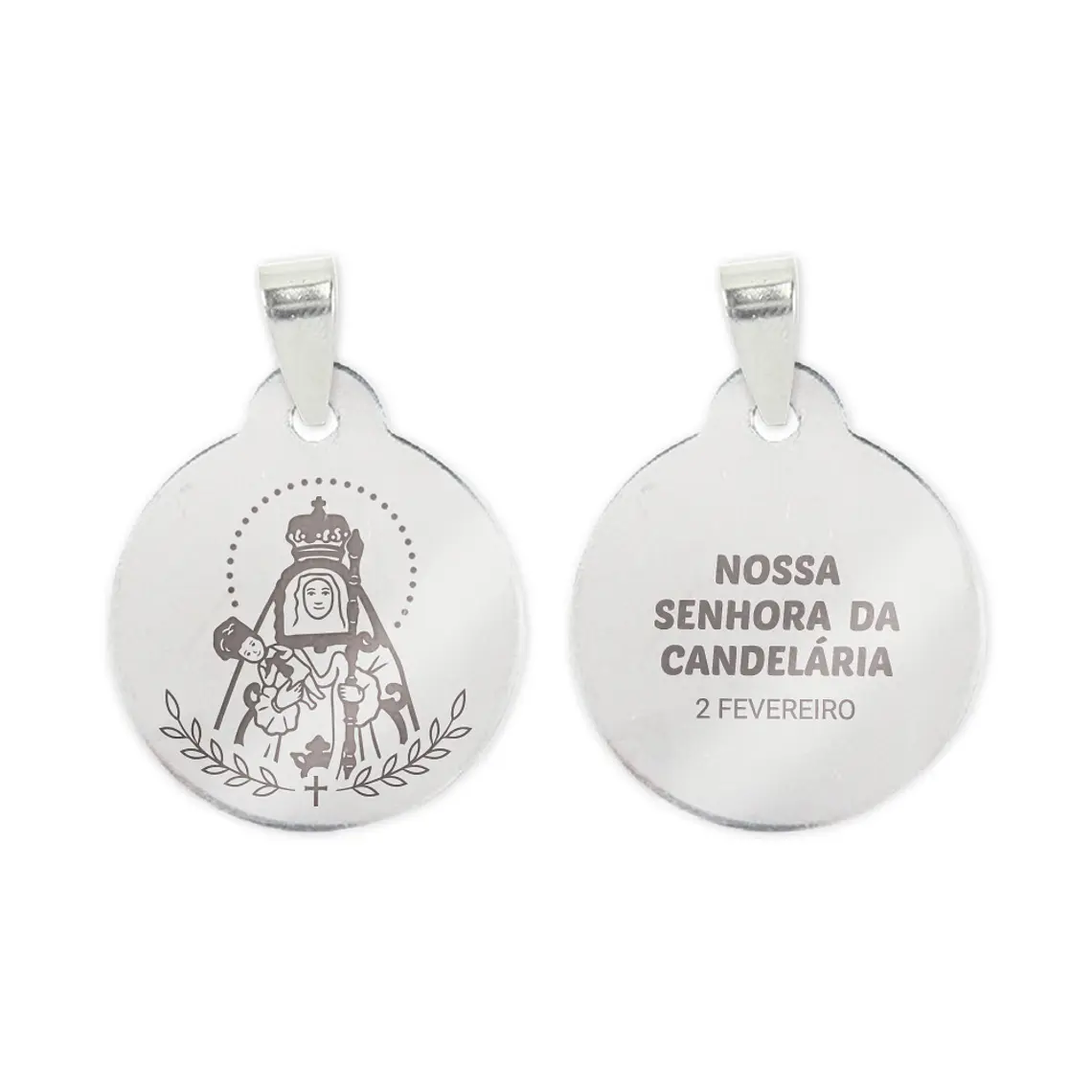 Fio e medalha de Nossa Senhora Candelária em aço inoxidável 2