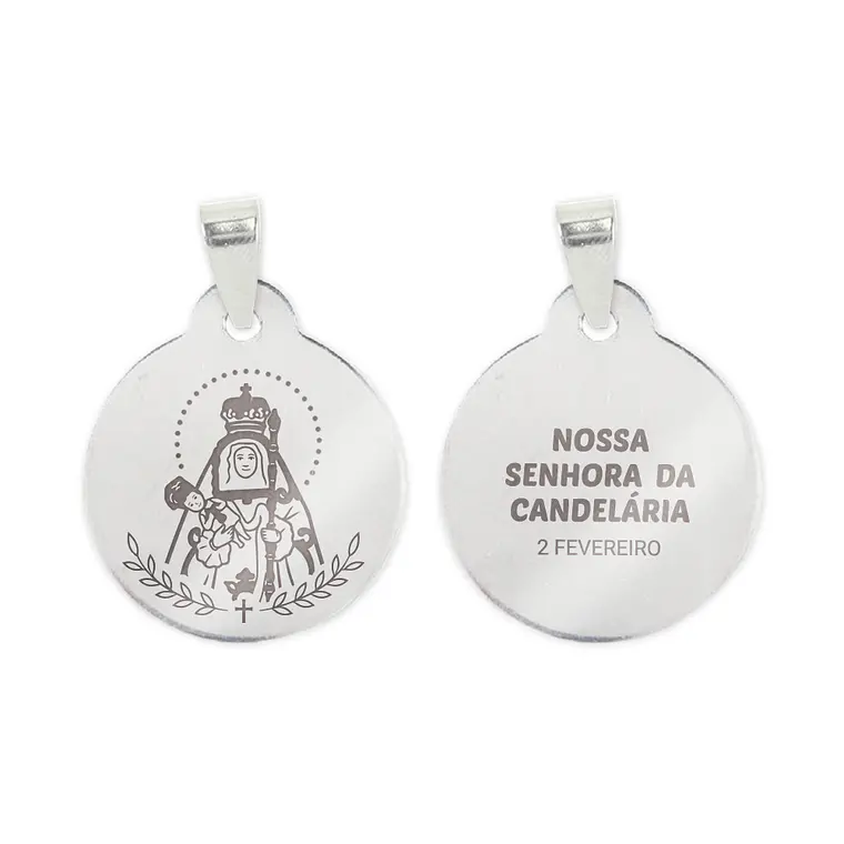Fio e medalha de Nossa Senhora Candelária em aço inoxidável 2