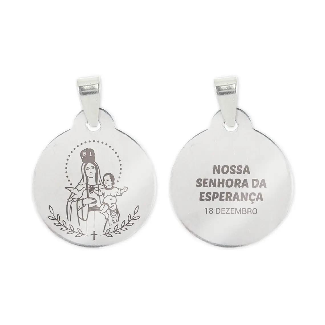 Fio e medalha de Nossa Senhora da Esperança em aço inoxidável 2