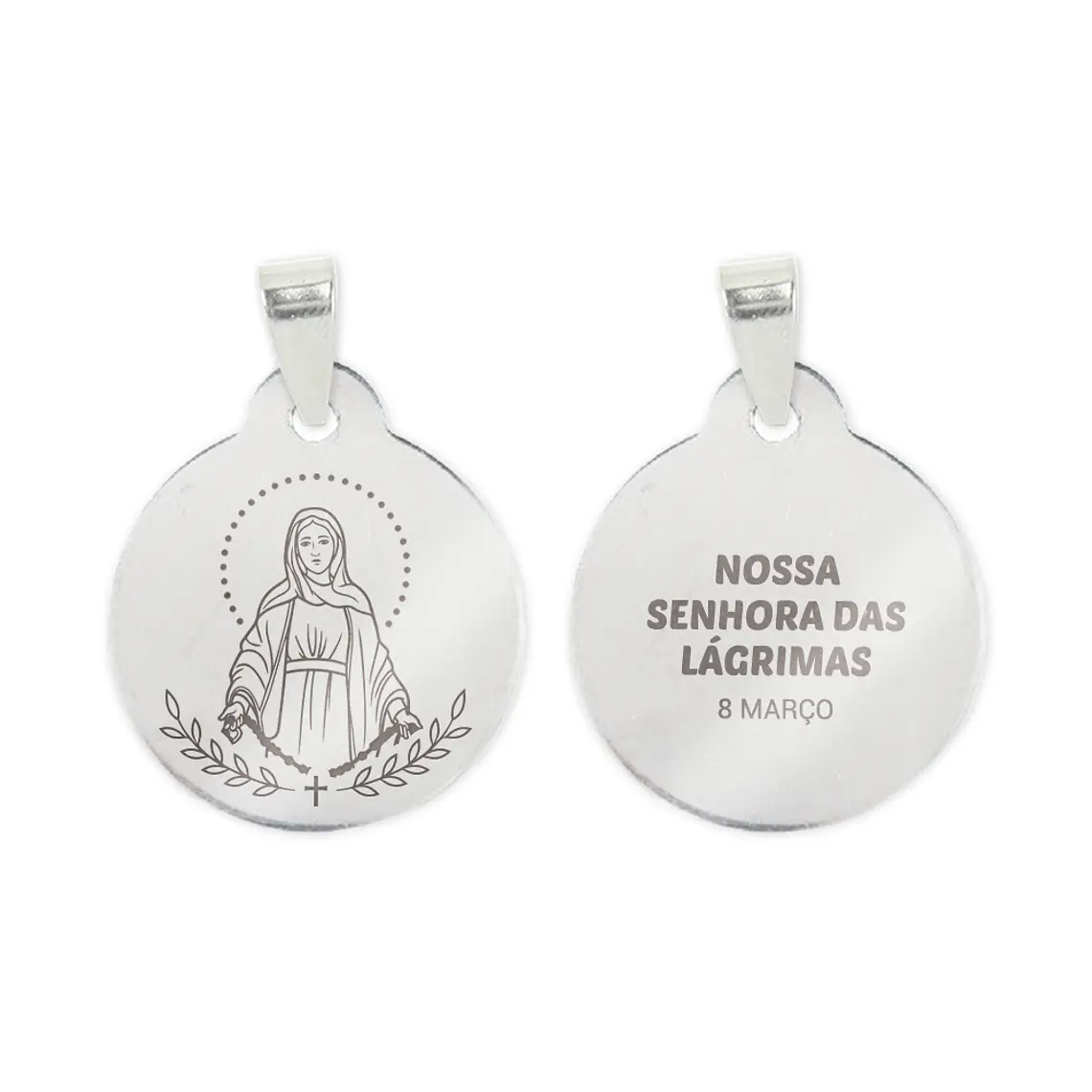Fio e medalha de Nossa Senhora das Lágrimas em aço inoxidável 2
