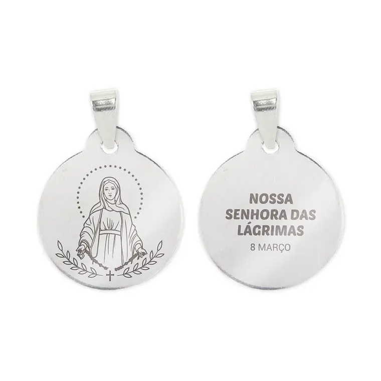 Fio e medalha de Nossa Senhora das Lágrimas em aço inoxidável 2