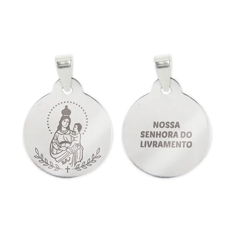 Fio e medalha de Nossa Senhora do Livramento em aço inoxidável 2