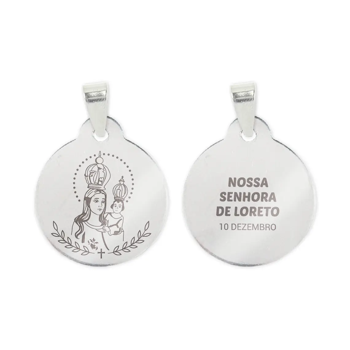 Fio e medalha de Nossa Senhora de Loreto em aço inoxidável 2