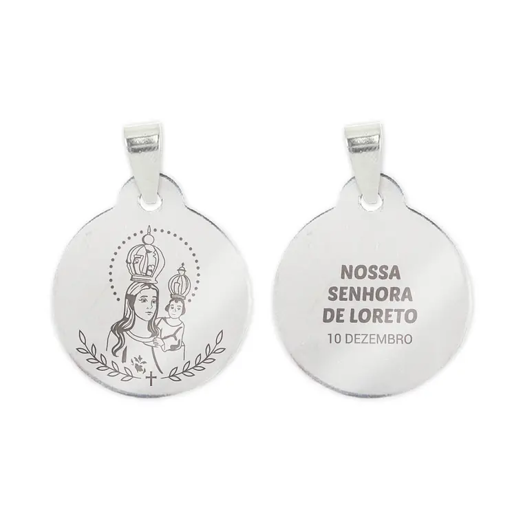 Fio e medalha de Nossa Senhora de Loreto em aço inoxidável 2
