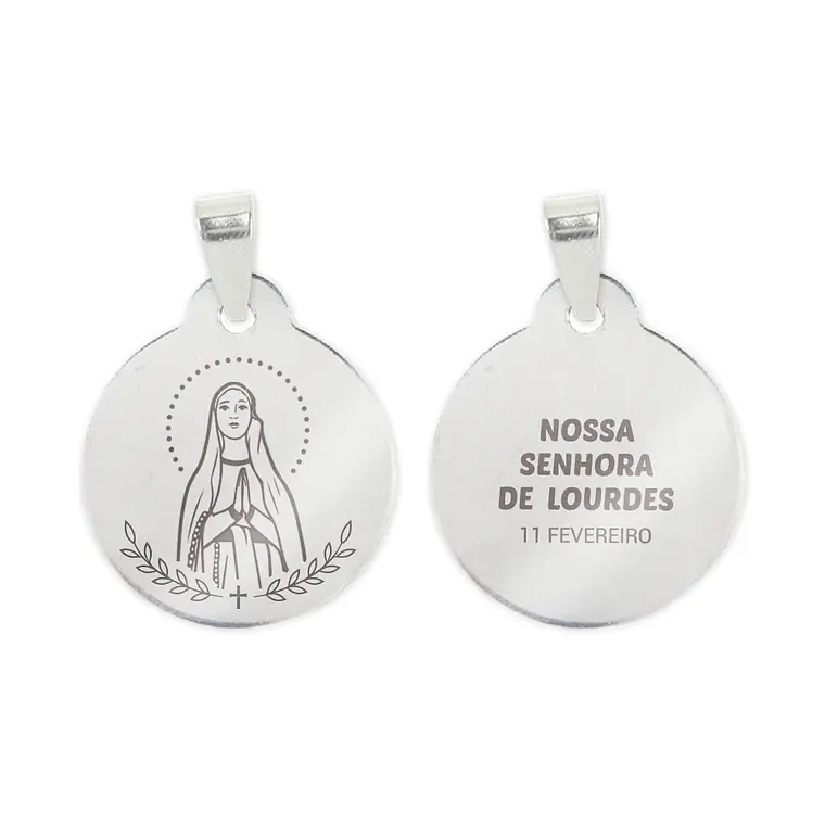Collana e medaglia di Nostra Signora di Lourdes in acciaio inossidabile 2