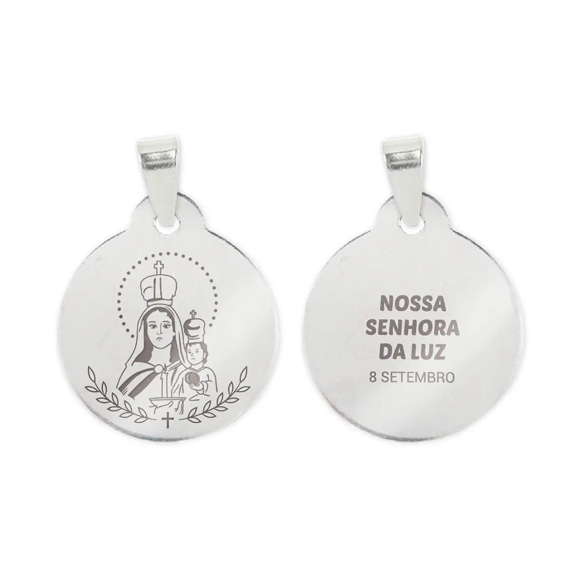 Fio e medalha de Nossa Senhora da Luz em aço inoxidável 2