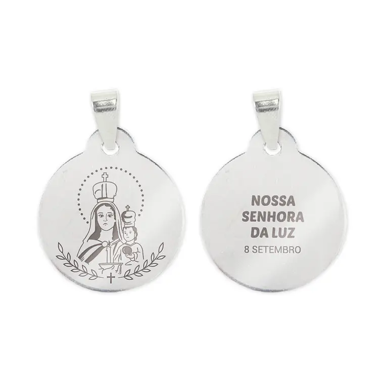 Fio e medalha de Nossa Senhora da Luz em aço inoxidável 2