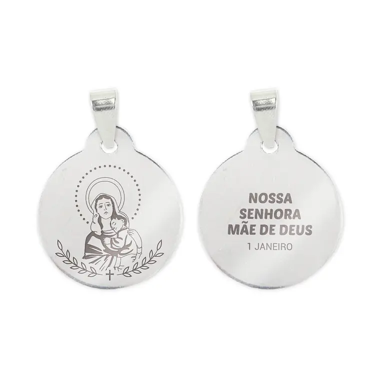 Fio e medalha de Nossa Senhora Mãe de Deus em aço inoxidável 2