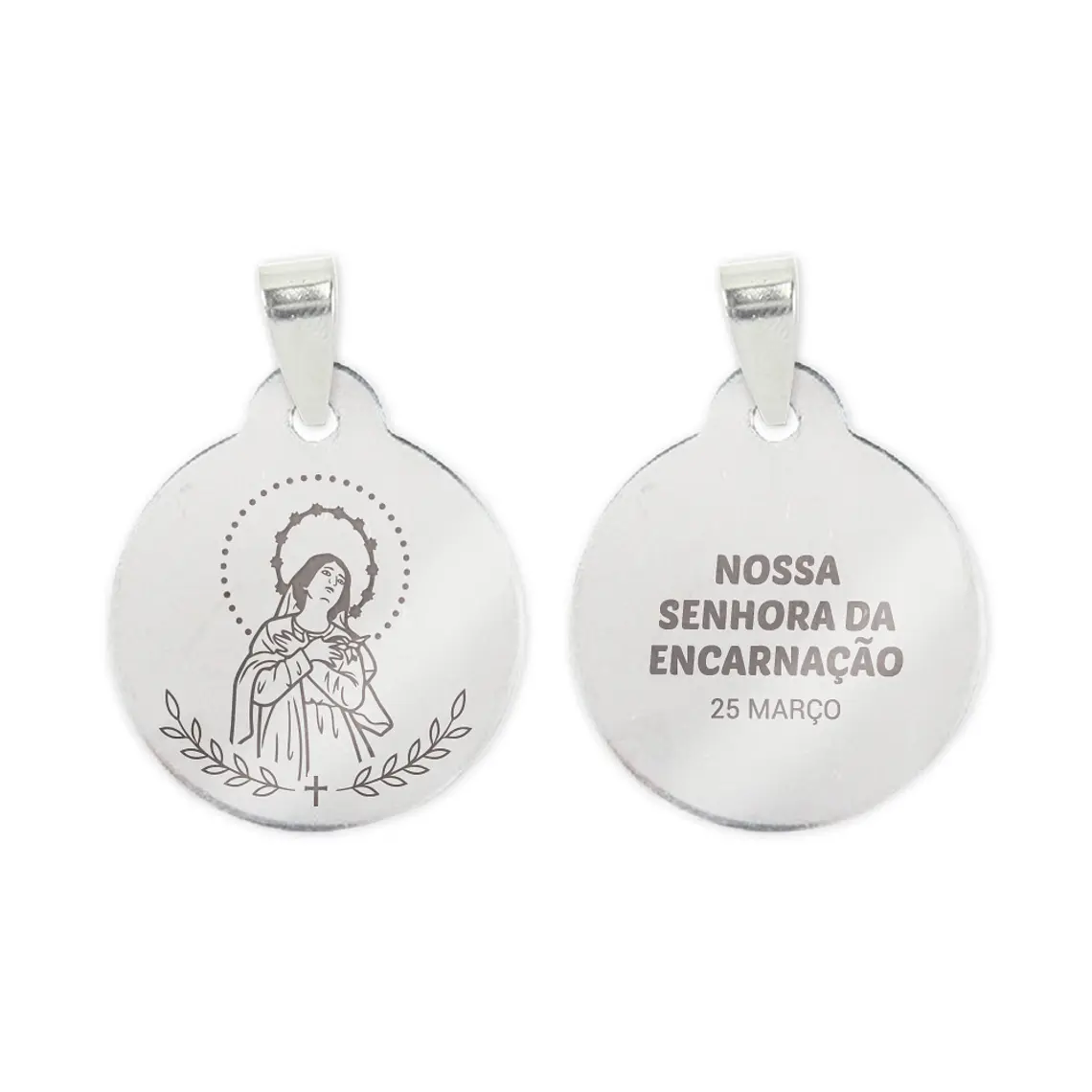 Fio e medalha de Nossa Senhora da Encarnação em aço inoxidável 2