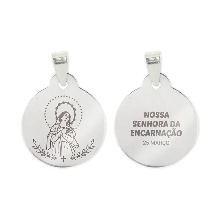 Fio e medalha de Nossa Senhora da Encarnação em aço inoxidável 2