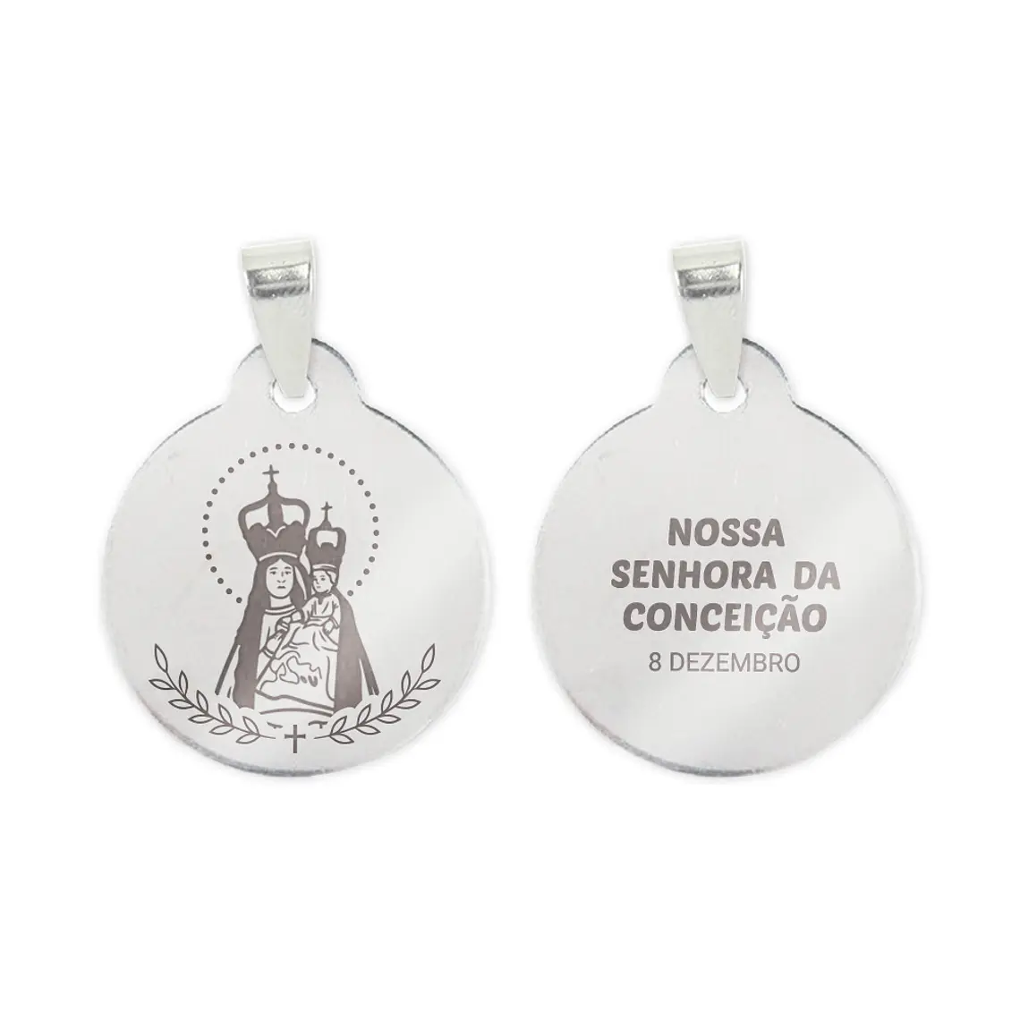 Fio e medalha de Nossa Senhora da Conceição em aço inoxidável 2