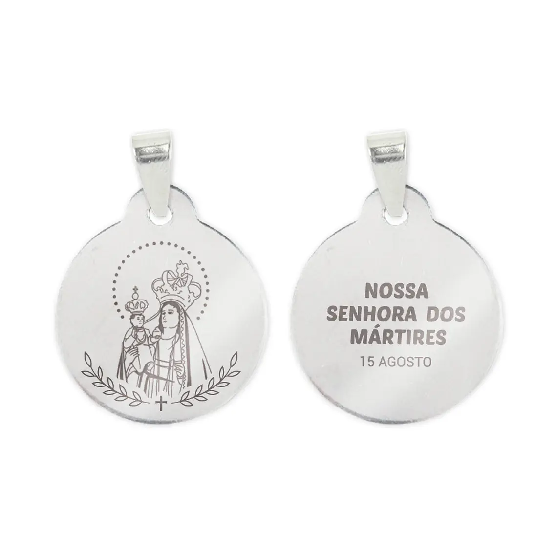 Collar y medalla de Nuestra Señora de los Mártires en acero inoxidable 2