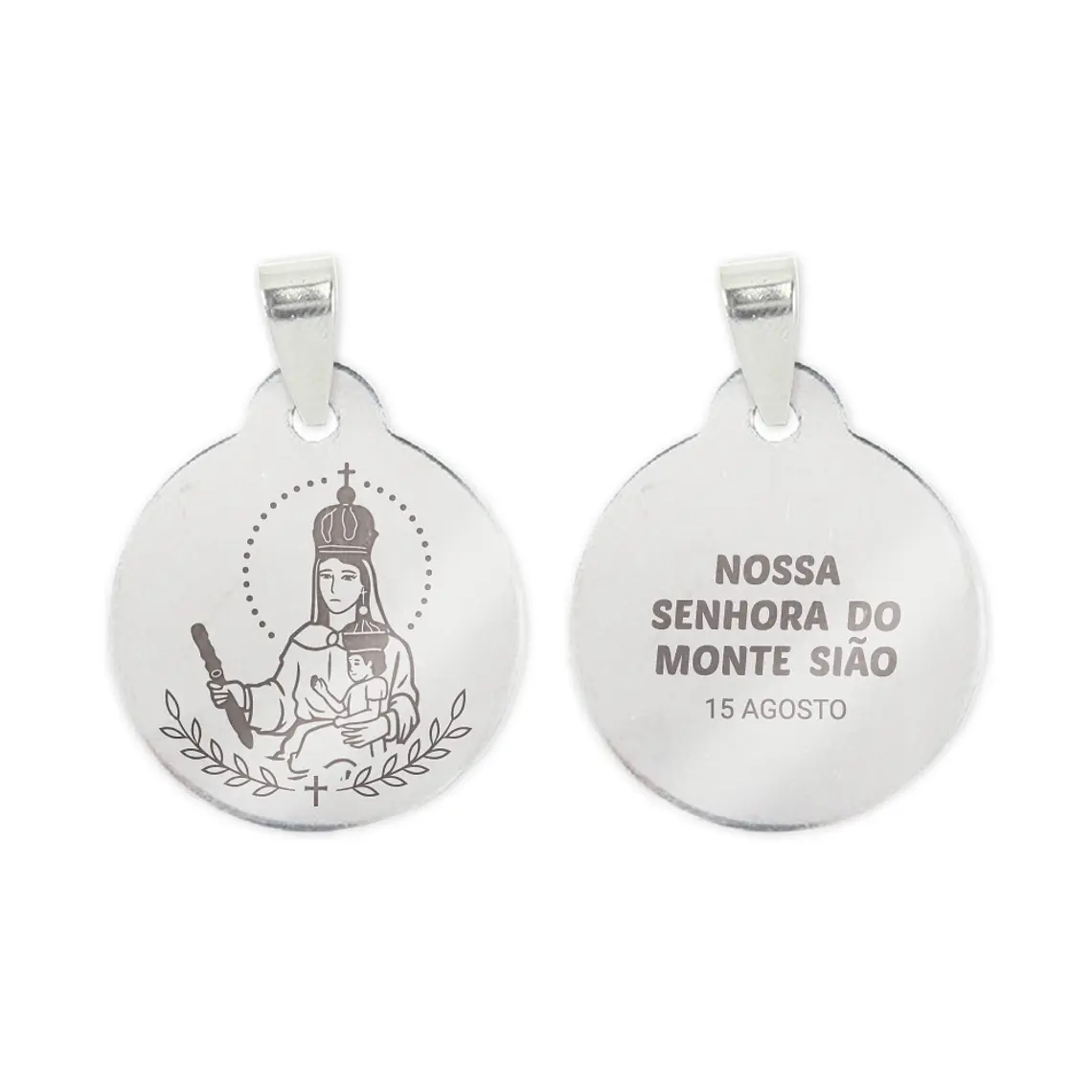 Our Lady of Mount Zion necklace and medal in steel 2