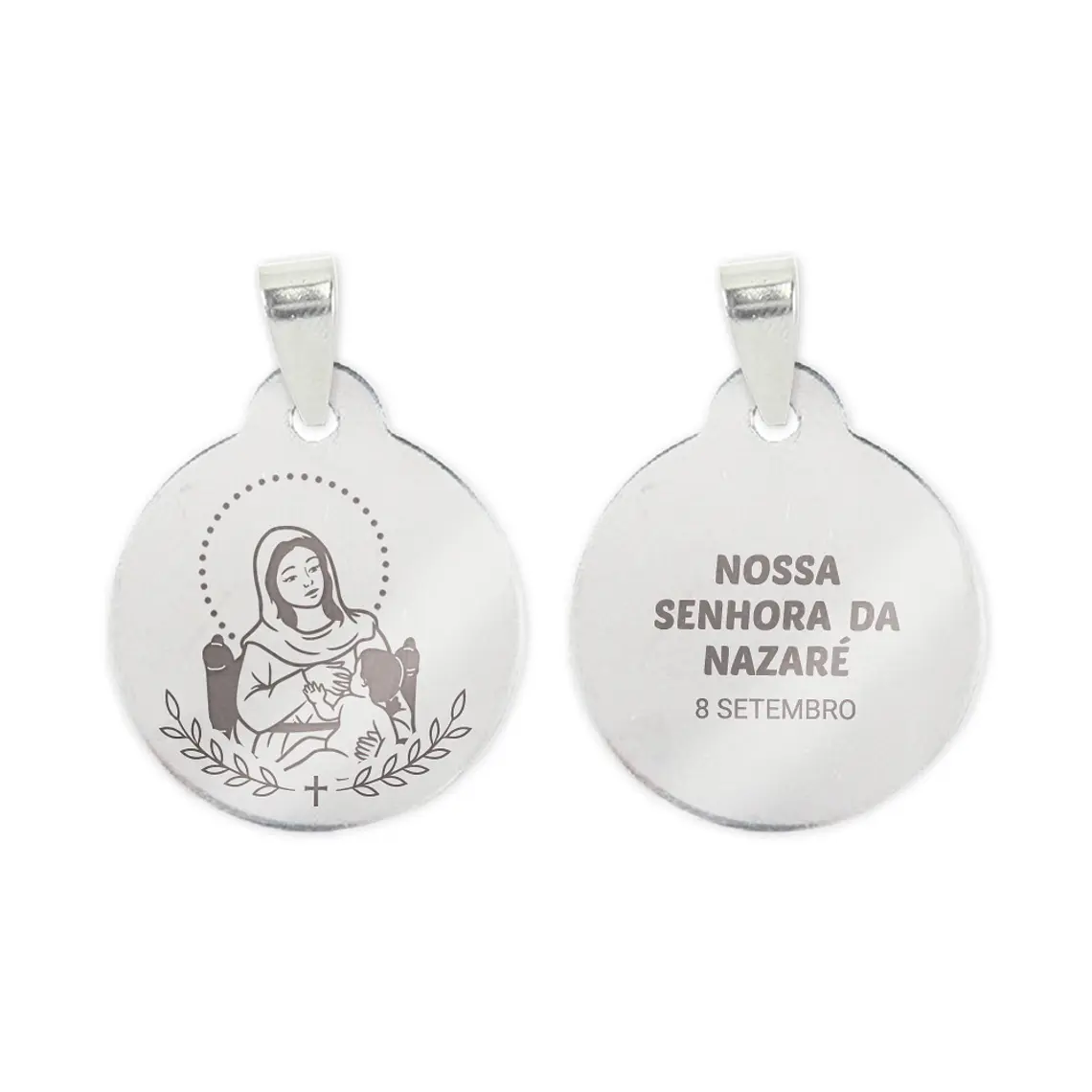 Our Lady of Nazareth necklace and medal in steel 2