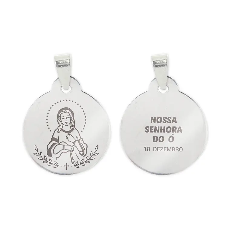 Our Lady of the O necklace and medal in steel 2