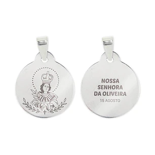 Fio e medalha de Nossa Senhora da Oliveira em aço inoxidável