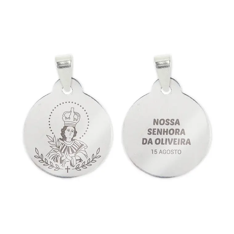 Our Lady of the Olive Tree necklace and medal in steel 2