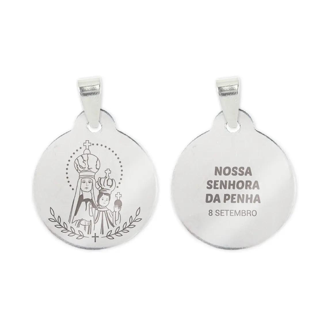 Fio e medalha de Nossa Senhora da Penha em aço inoxidável 2