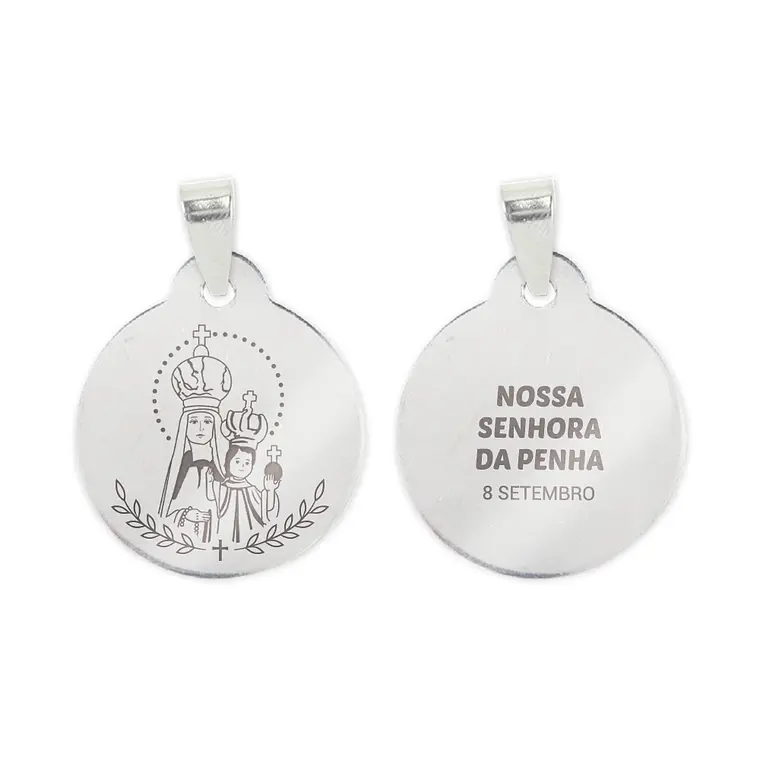 Fio e medalha de Nossa Senhora da Penha em aço inoxidável 2