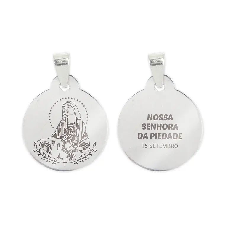 Fio e medalha de Nossa Senhora da Piedade em aço inoxidável 2