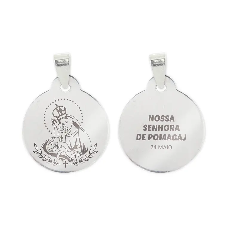 Fio e medalha de Nossa Senhora de Pomagaj em aço inoxidável 2
