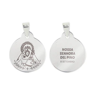 Collar y medalla de Nuestra Señora del Pino en acero inoxidable