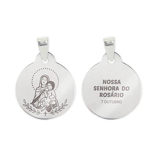 Our Lady of the Rosary necklace and medal in steel