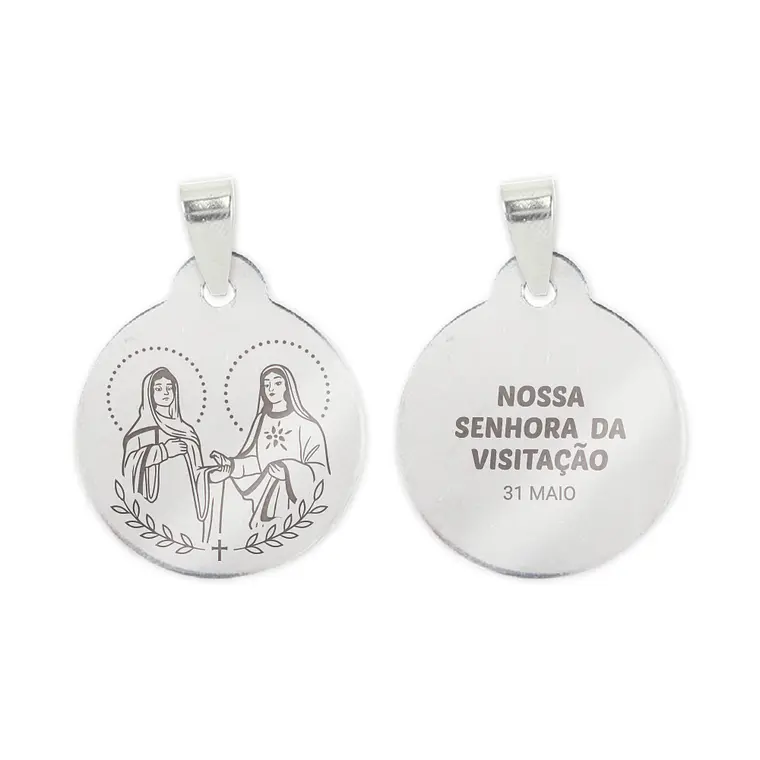 Fio e medalha de Nossa Senhora da Visitação em aço inoxidável 2