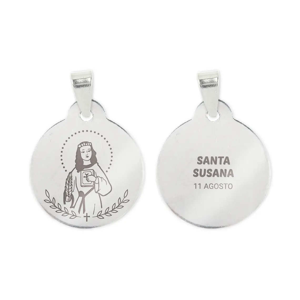 Fio e medalha de Santa Susana em aço inoxidável 2