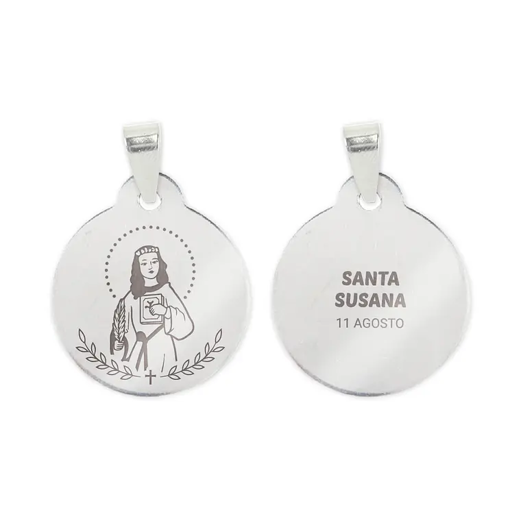 Fio e medalha de Santa Susana em aço inoxidável 2
