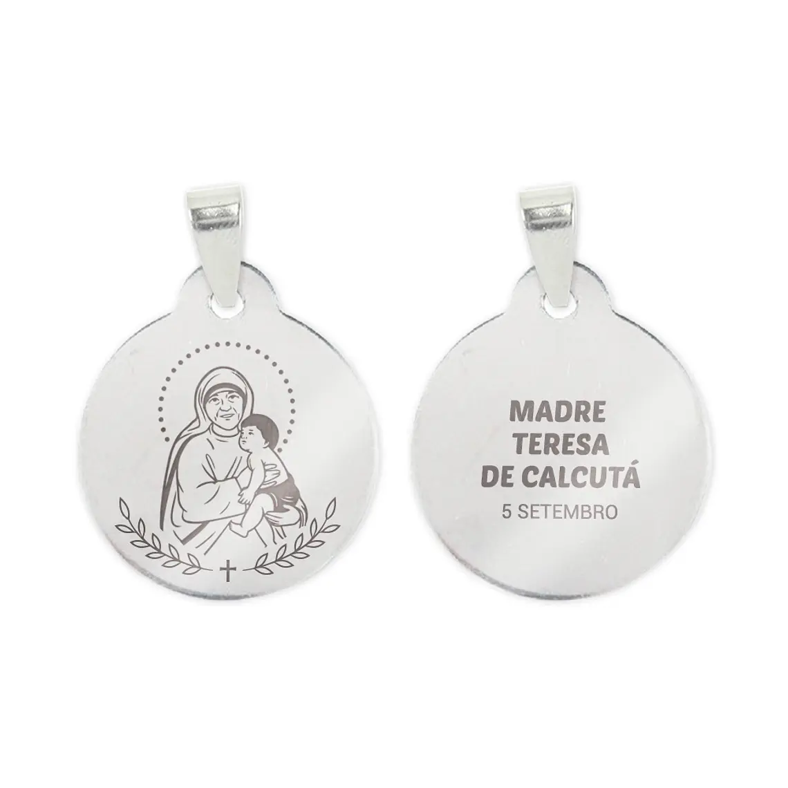 Collar y medalla de Madre Teresa de Calcuta en acero inoxidable 2