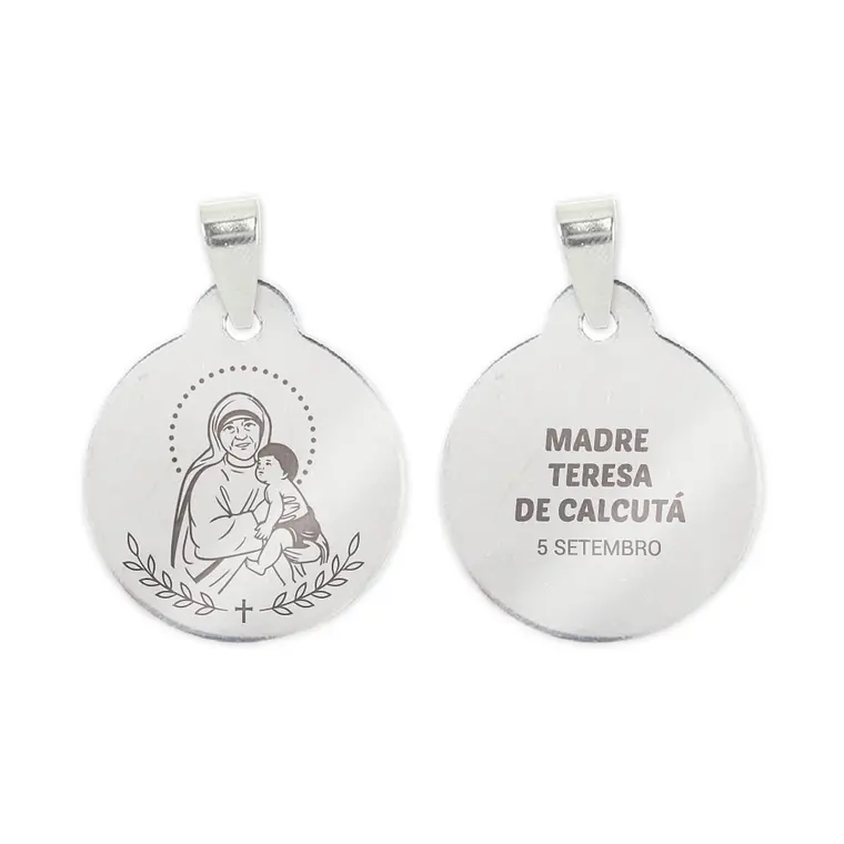 Collar y medalla de Madre Teresa de Calcuta en acero inoxidable 2