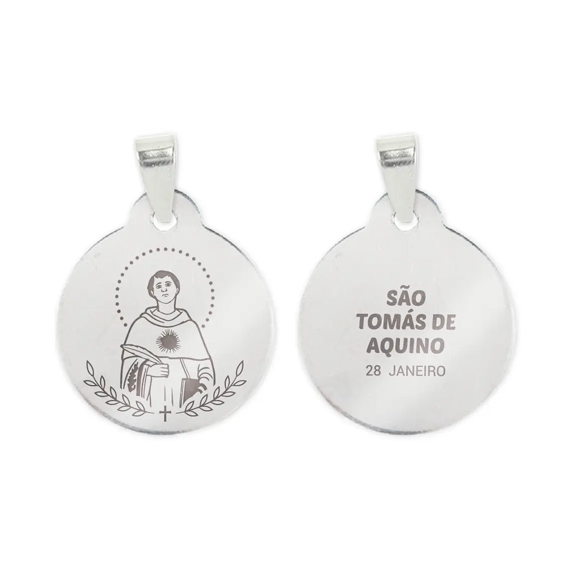 Fio e medalha de São Tomás de Aquino em aço inoxidável 2