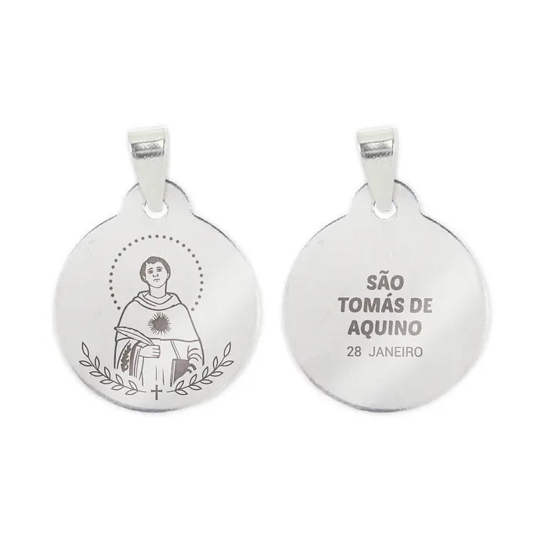 Fio e medalha de São Tomás de Aquino em aço inoxidável 2