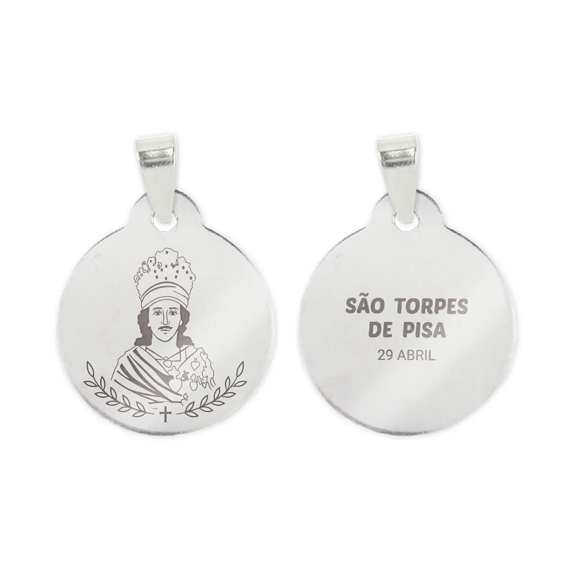 Fio e medalha de São Torpes de Pisa em aço inoxidável 2