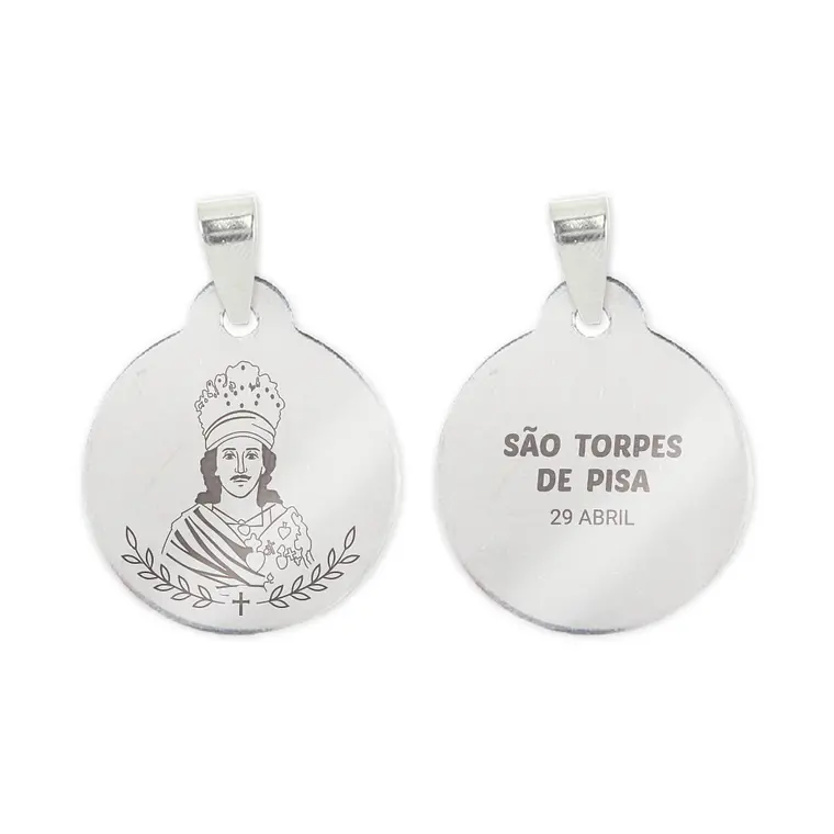 Fio e medalha de São Torpes de Pisa em aço inoxidável 2