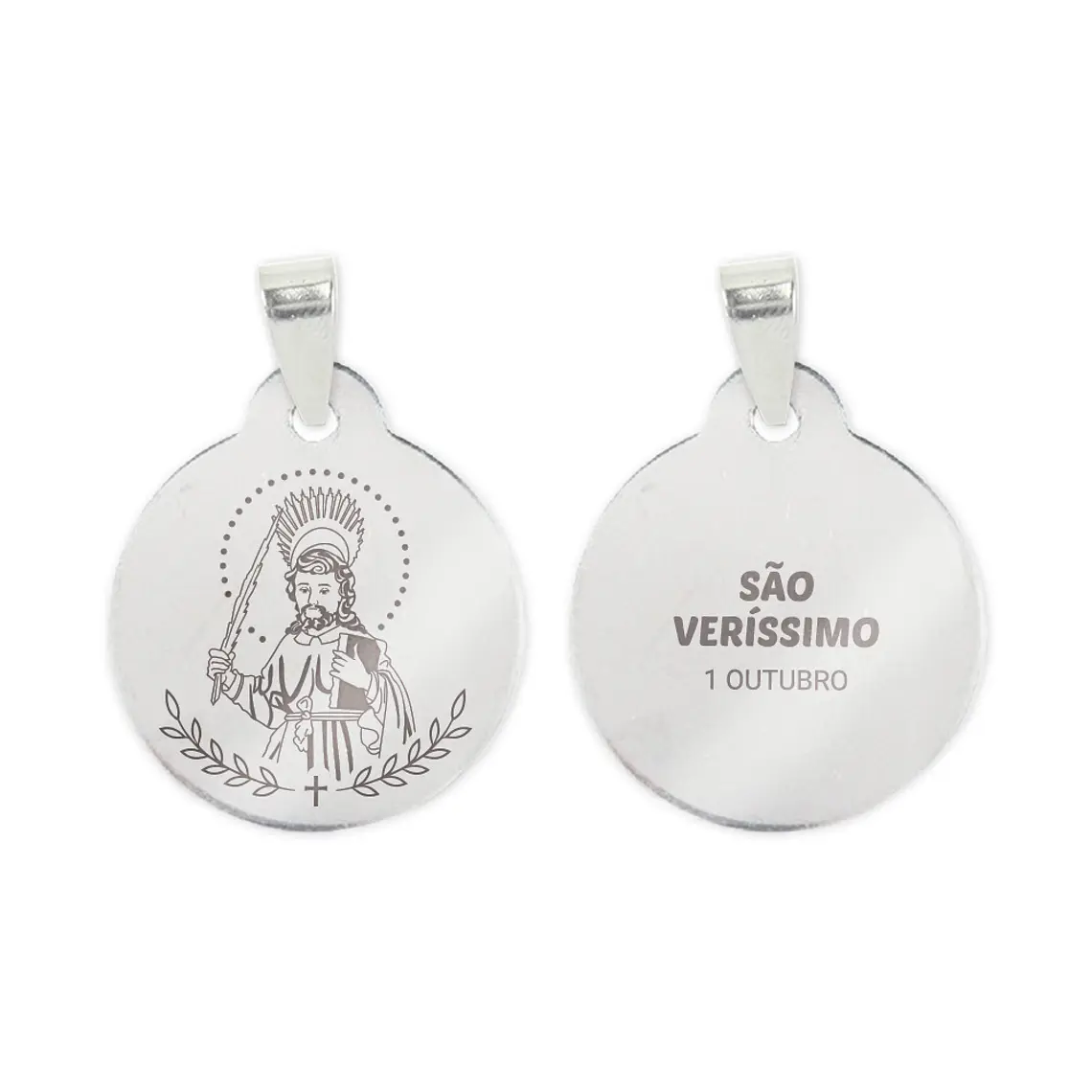 Fio e medalha de Santo Veríssimo em aço inoxidável 2