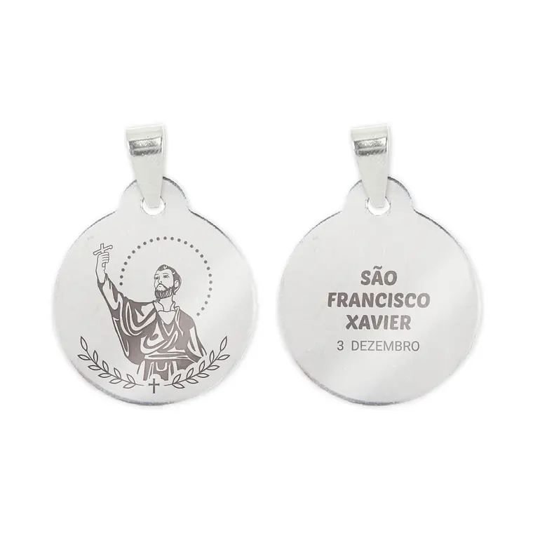 Fio e medalha de São Francisco Xavier em aço inoxidável 2