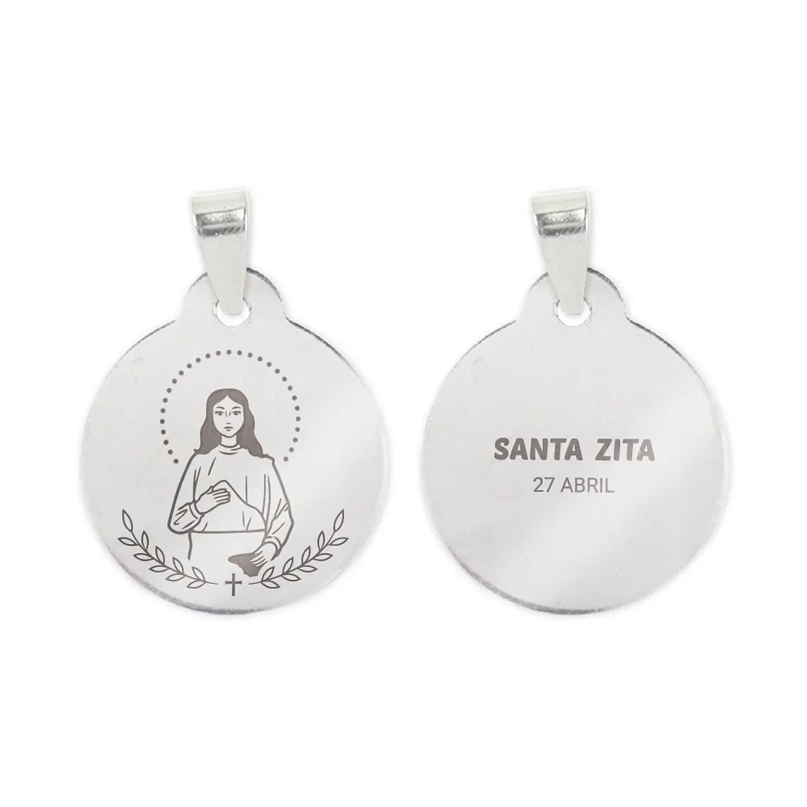 Fio e medalha de Santa Zita em aço inoxidável 2
