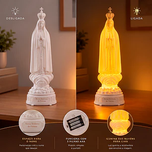Estatua iluminada de Nuestra Señora de Fátima